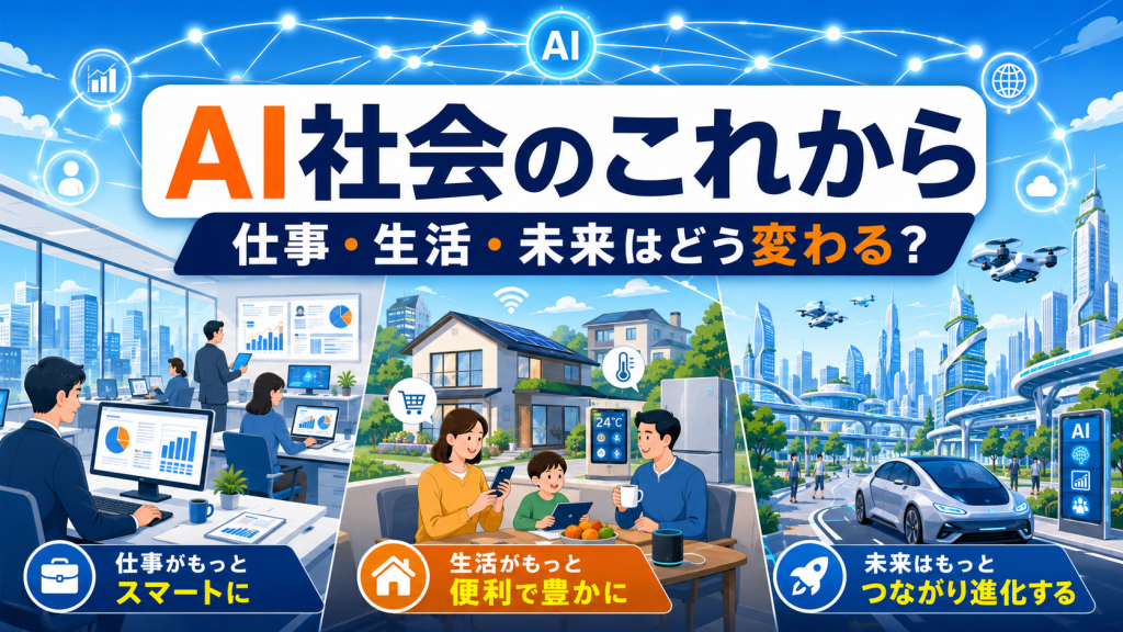 AI社会のこれからと私たちの仕事や生活、未来の変化を解説したアイキャッチ画像